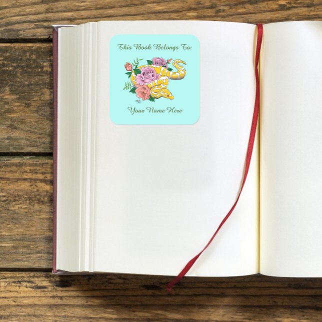 Pegatina Cuadrada Placa de biblioteca Python para albino amarillo (Subido por el creador)