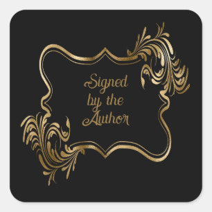 Pegatina Cuadrada Placa de libro negro