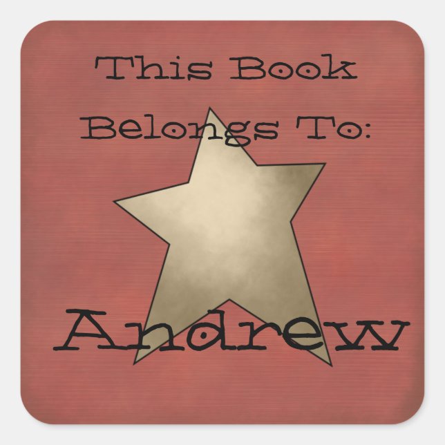 Pegatina Cuadrada Placa de libro primitiva (Anverso)