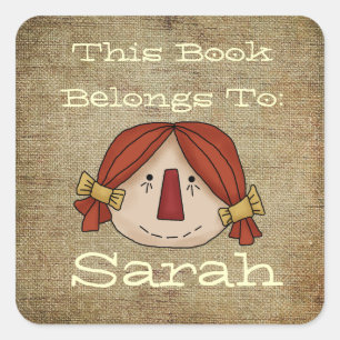 Pegatina Cuadrada Placa de libro primitiva