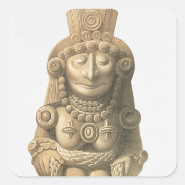 Pegatina Cuadrada Placa de 'Monumentos Antiguos de México', 1866 (li (Anverso)