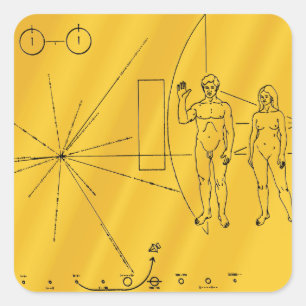 Pegatina Cuadrada Placa de oro de la sonda espacial Pioneer 10 de la