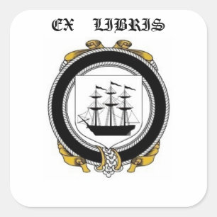 Pegatina Cuadrada Placa del libro de reposo de Driscoll Family