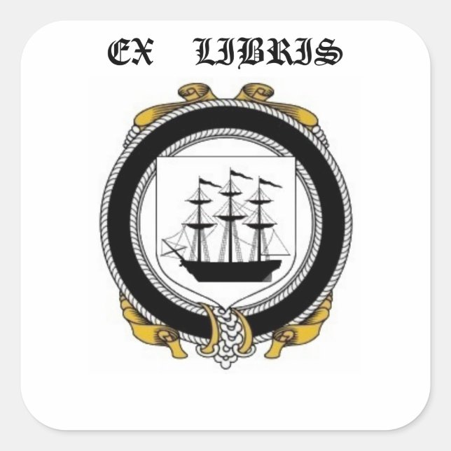 Pegatina Cuadrada Placa del libro de reposo de Driscoll Family (Anverso)