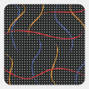 Pegatina Cuadrada Placa y puntos de pintura retro