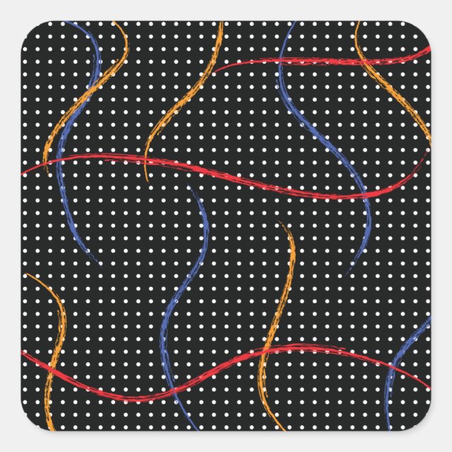 Pegatina Cuadrada Placa y puntos de pintura retro (Anverso)