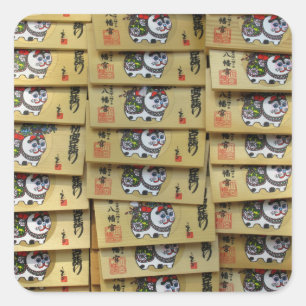 Pegatina Cuadrada Placas de Oración del Gato Afortunado: Tokio, Japó