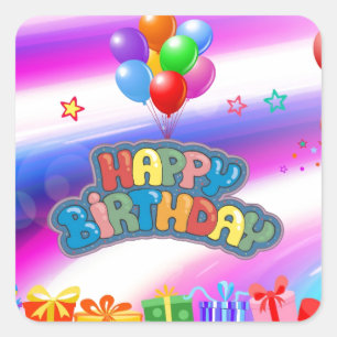 Pegatina Cuadrada Placas de papel de cumpleaños