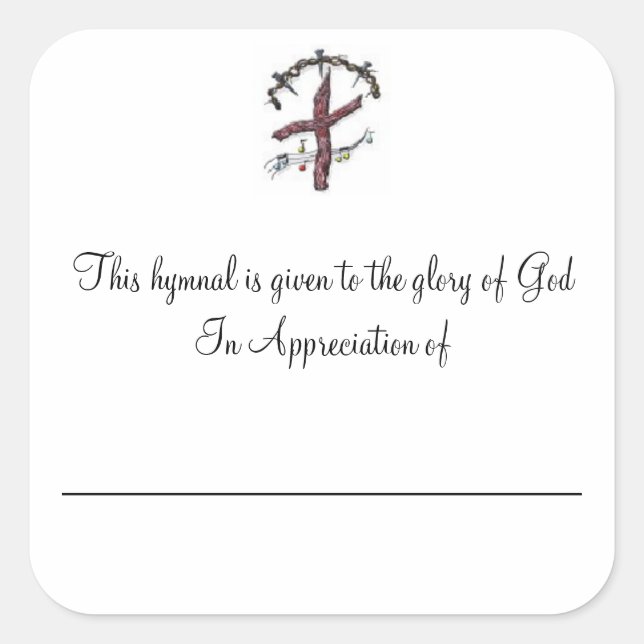 Pegatina Cuadrada Placas himnales en reconocimiento de (Anverso)