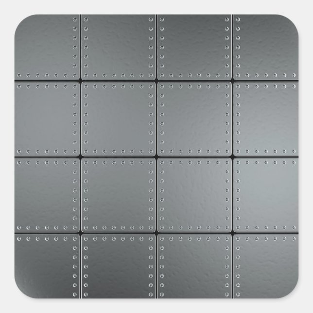 Pegatina Cuadrada Placas metalizado y rivales (Anverso)