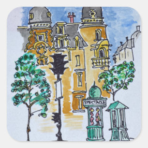 Pegatina Cuadrada Place Alphonse Deville   París, Francia