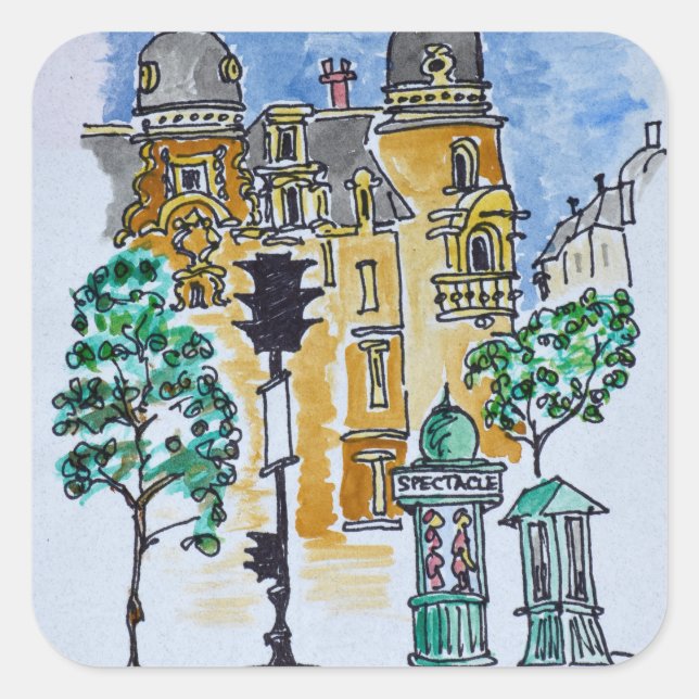 Pegatina Cuadrada Place Alphonse Deville | París, Francia (Anverso)