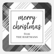 Plaid de Navidad en Acuarela Negro Blanco Nombre