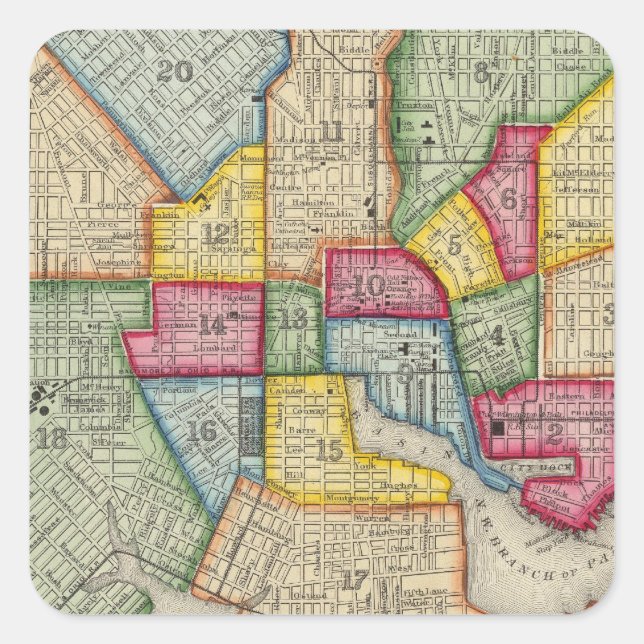 Pegatina Cuadrada Plan De Baltimore (Anverso)