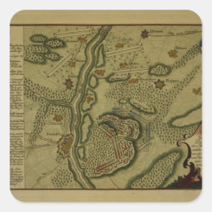 Pegatina Cuadrada Plan de batalla de Kunersdorf