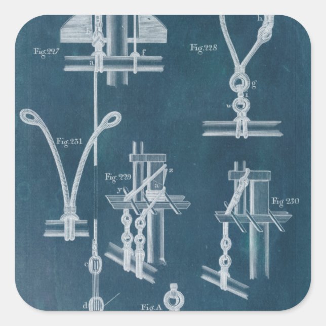Pegatina Cuadrada Plan de detalles náuticos IV (Anverso)