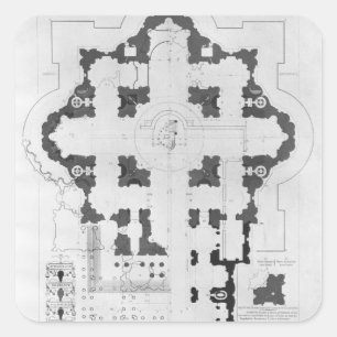 Pegatina Cuadrada Plan de la Basílica de San Pedro