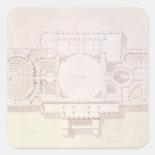 Pegatina Cuadrada Plan de la Historia Principal del Capitolio,