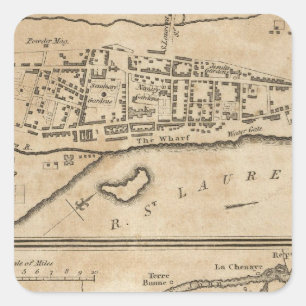Pegatina Cuadrada Plan de Montreal, con un mapa de las islas