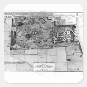 Pegatina Cuadrada Plan de Parc Monceau en París