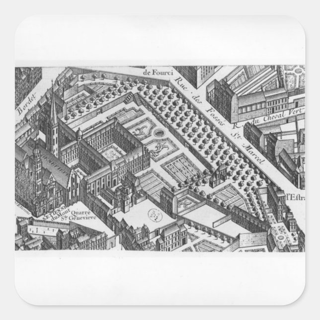 Pegatina Cuadrada Plan de París (Anverso)