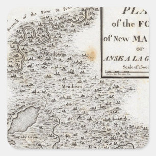 Pegatina Cuadrada Plan del Fuerte de Nueva Madrid