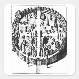 Pegatina Cuadrada Plan del jardín botánico en la universidad de