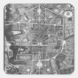 Pegatina Cuadrada Plan general de la ciudad y castillo de