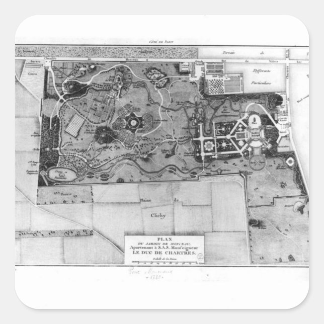 Pegatina Cuadrada Plan Monceau de París (Anverso)