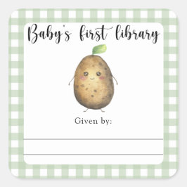 Pegatina Cuadrada Plancha de Baby Shower - primera biblioteca del be