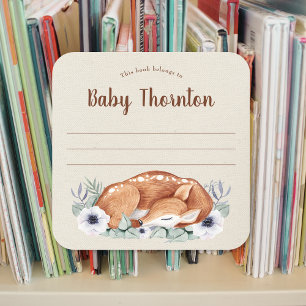 Pegatina Cuadrada Plancha de biblioteca personalizada para niños, ci