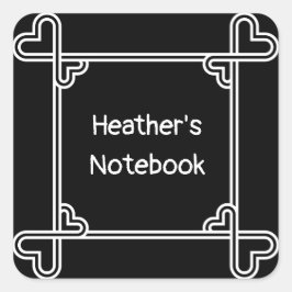 Pegatina Cuadrada Plancha ornamental en blanco y negro personalizado