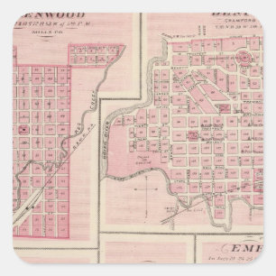 Pegatina Cuadrada Planes de Glenwood, Denison, Hastings