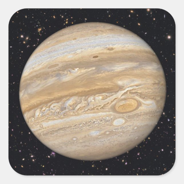 Pegatina Cuadrada Planet Jupiter Starry Sky (Anverso)