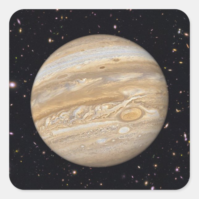 Pegatina Cuadrada Planet Jupiter Starry Sky Pegatinas (Anverso)