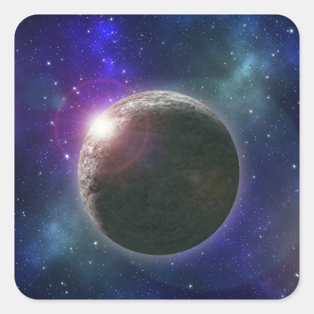 Pegatina Cuadrada Planeta De Sueños, (Anverso)