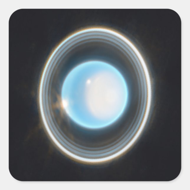 Pegatina Cuadrada Planeta Urano con Rings JWST Image (Anverso)