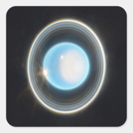 Pegatina Cuadrada Planeta Urano con Rings JWST Image