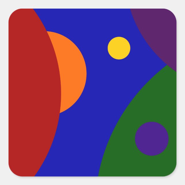 Pegatina Cuadrada Planetas arcoiris (Anverso)