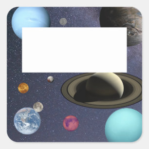 Pegatina Cuadrada Planetas del sistema solar