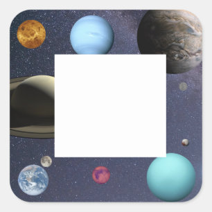 Pegatina Cuadrada Planetas del sistema solar