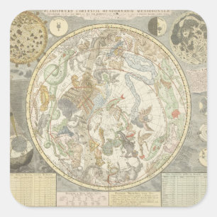 Pegatina Cuadrada Planisphaerii Coelestis Hemisphaerium