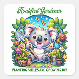 Pegatina Cuadrada Planta Botánica Verde Koalified Gardener