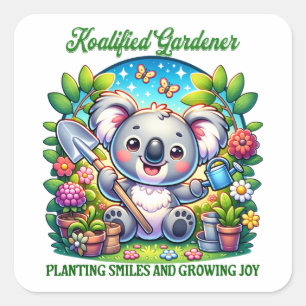 Pegatina Cuadrada Planta Botánica Verde Koalified Gardener