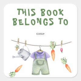 Pegatina Cuadrada Planta de libros de Baby Shower para adultos - est