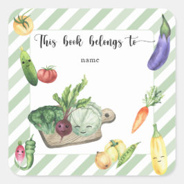 Pegatina Cuadrada Planta de libros de Baby Shower para adultos - est