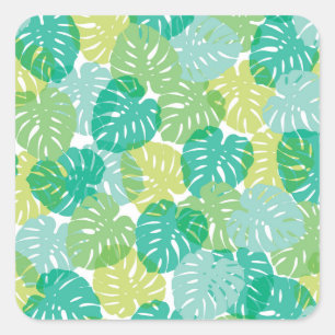 Pegatina Cuadrada Planta de queso exótico: Monstera tropical