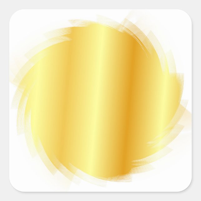 Pegatina Cuadrada Plantilla de aspecto en blanco de oro de personali (Anverso)