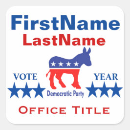 Pegatina Cuadrada Plantilla de campaña Demócrata Personalizado