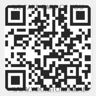 Pegatina Cuadrada Plantilla de código QR con cualquier texto